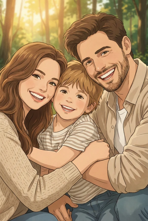 Family Photo - Studio Ghibli Style