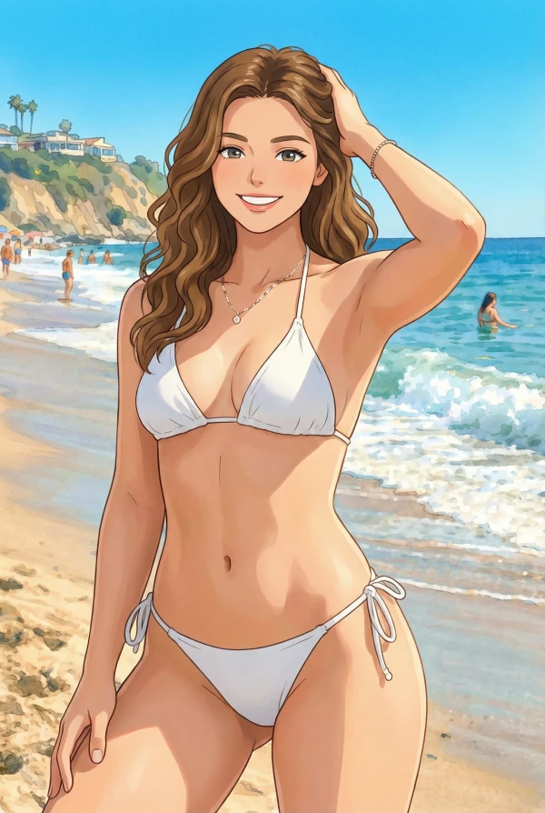 Beach Portrait - Mamoru Hosoda Style