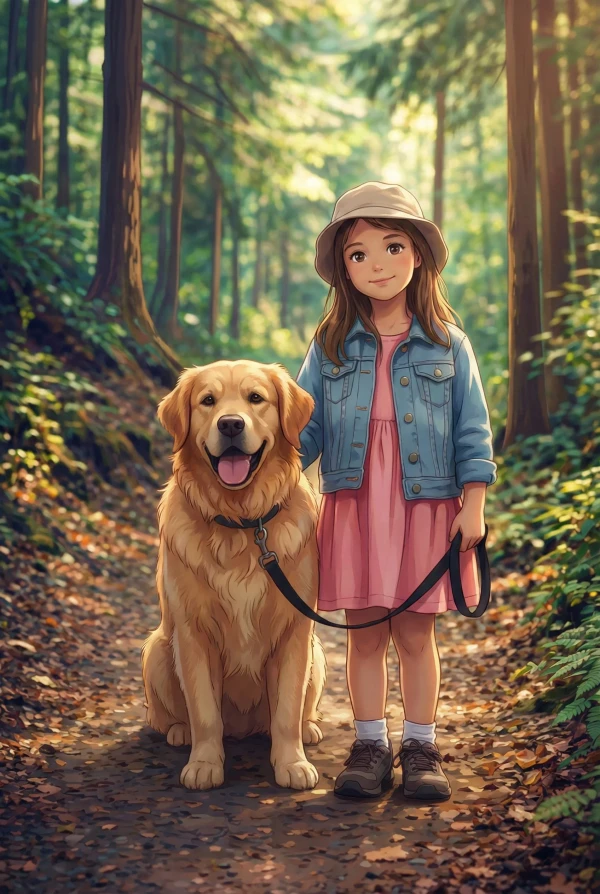 Girl with Dog - Makoto Shinkai Style