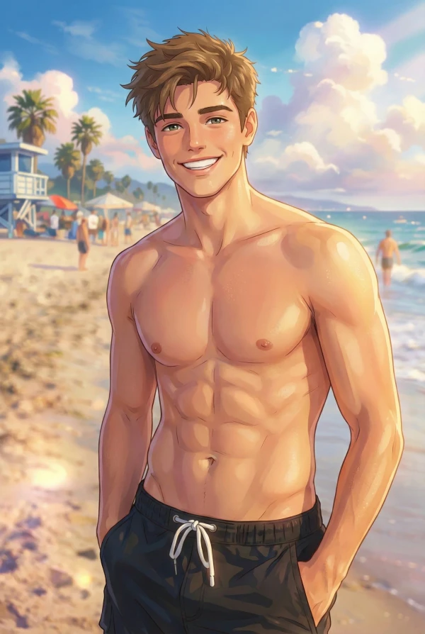 Male Beach Portrait - Makoto Shinkai Style