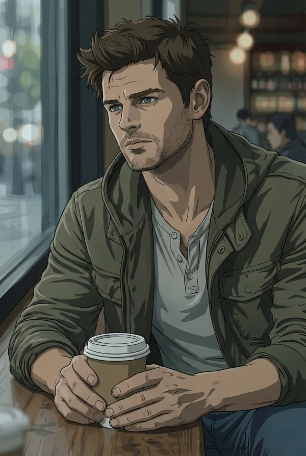 Coffee Shop Portrait - Satoshi Kon Style